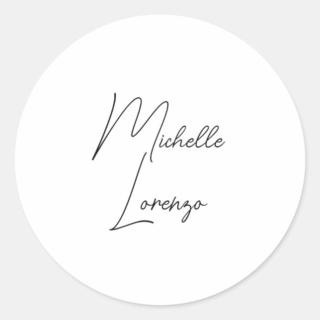 Professional Modern Simple Plain Black & White Classic Round Sticker (Front)