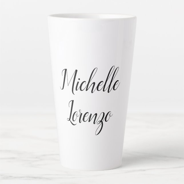 Professional Modern Simple Plain Black & White Latte Mug (Front)