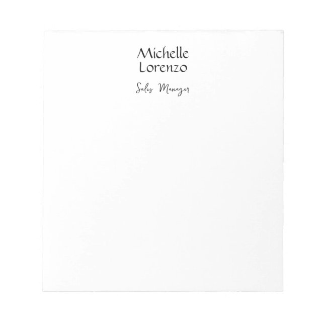 Professional Modern Simple Plain Black & White Notepad (Front)