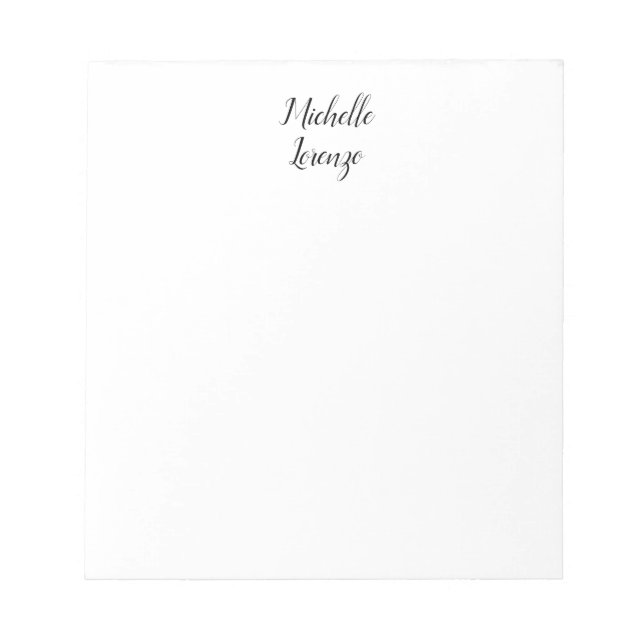 Professional Modern Simple Plain Black & White Notepad (Front)