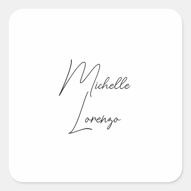 Professional Modern Simple Plain Black & White Square Sticker (Front)