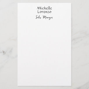 Professional Modern Simple Plain Black & White Stationery