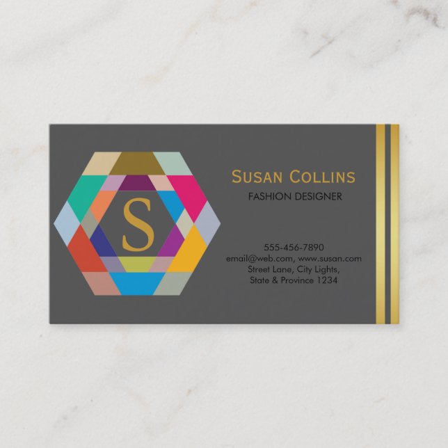 Professional Modern Simple Plain Logo Hexagon Business Card (Front)