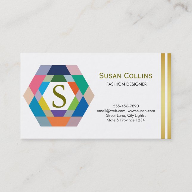 Professional Modern Simple Plain Logo Hexagon Business Card (Front)