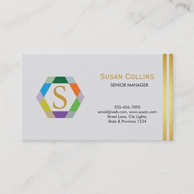 Professional Modern Simple Plain Logo Hexagon Business Card (Front)