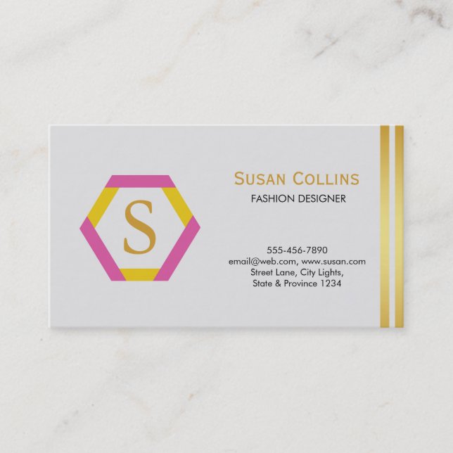 Professional Modern Simple Plain Logo Hexagon Business Card (Front)