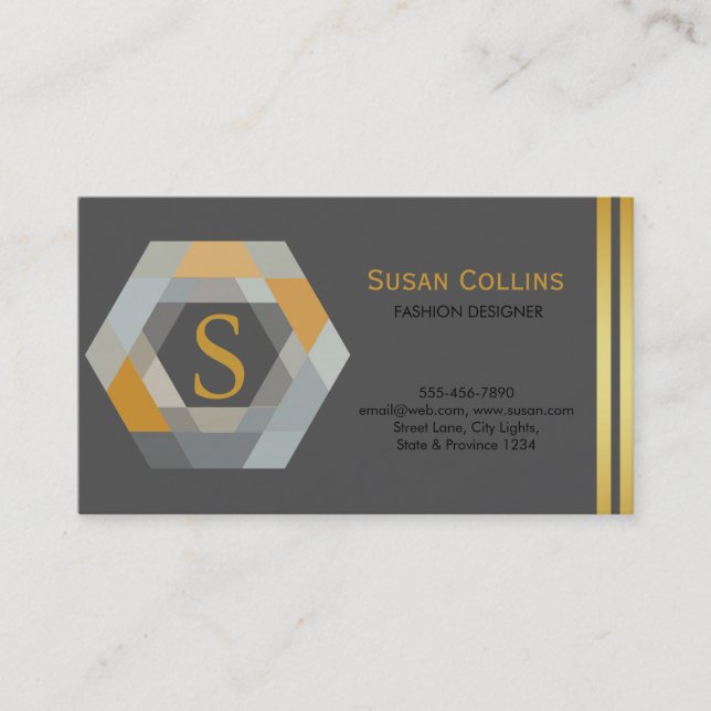Professional Modern Simple Plain Logo Hexagon Business Card (Front)