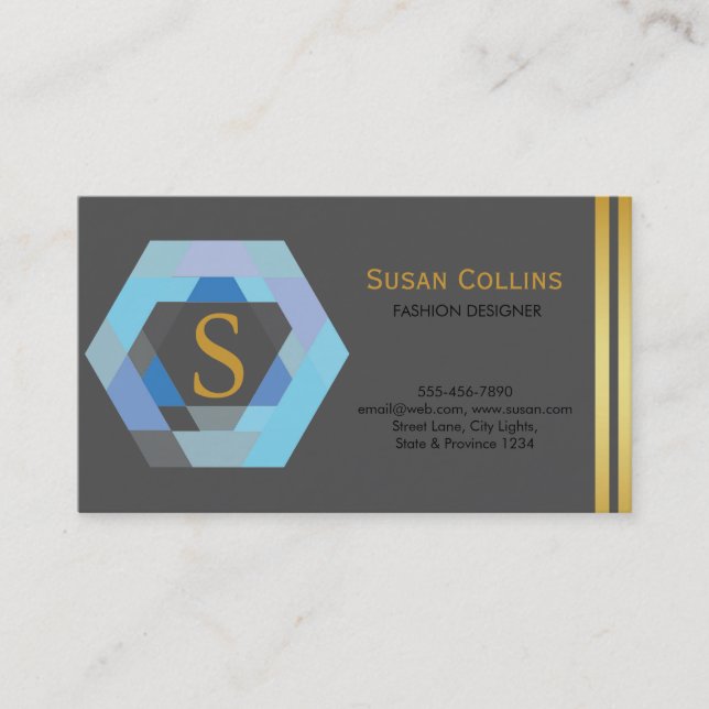 Professional Modern Simple Plain Logo Hexagon Business Card (Front)