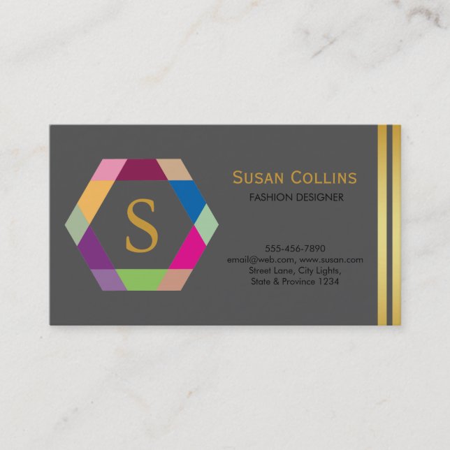 Professional Modern Simple Plain Logo Hexagon Business Card (Front)