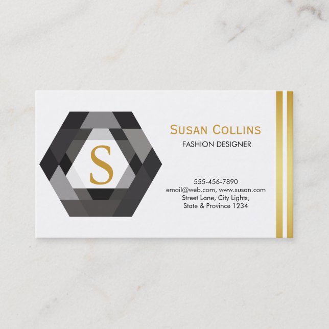 Professional Modern Simple Plain Logo Hexagon Business Card (Front)