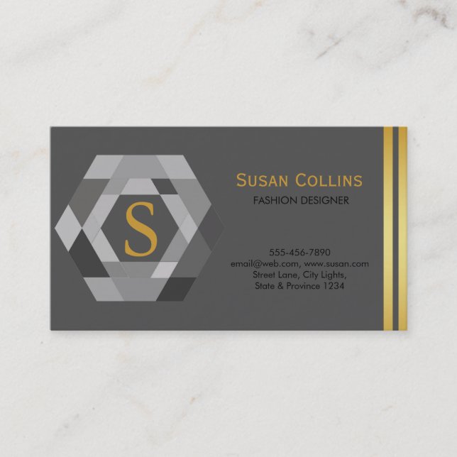 Professional Modern Simple Plain Logo Hexagon Business Card (Front)