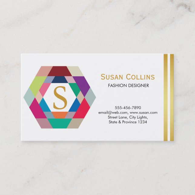 Professional Modern Simple Plain Logo Hexagon Business Card (Front)