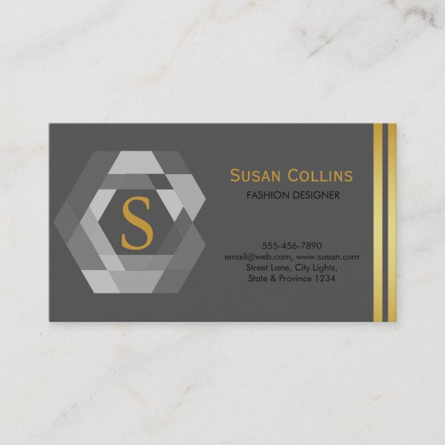 Professional Modern Simple Plain Logo Hexagon Business Card (Front)