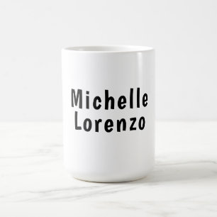 Professional Modern Simple Plain Name Black White Coffee Mug