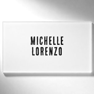 Professional Modern Simple Plain Name Black White Tag