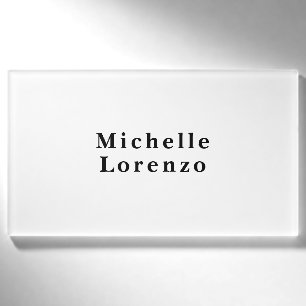 Professional Modern Simple Plain Name Black White Tag