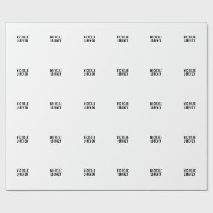 Professional Modern Simple Plain Name Black White Wrapping Paper
