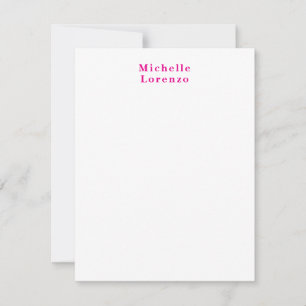 Professional Modern Simple Plain Name Pink & White Card