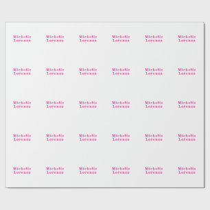 Professional Modern Simple Plain Name Pink & White Wrapping Paper