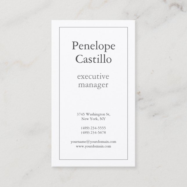 Professional Modern Simple Plain Premium Silk Business Card (Front)