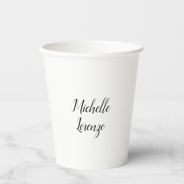 Professional Modern Simple Plain Your Name Paper Cups (Front)