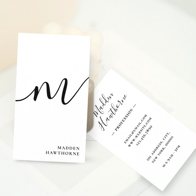 Professional Modern Simple Script Monogram Initial Business Card (Creator Uploaded)