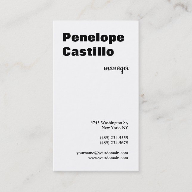 Professional Modern Simple Stylish Black & White Business Card (Front)