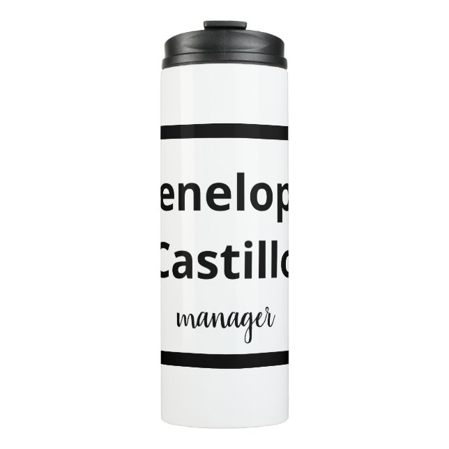 Professional Modern Simple Stylish Black & White Thermal Tumbler (Front)