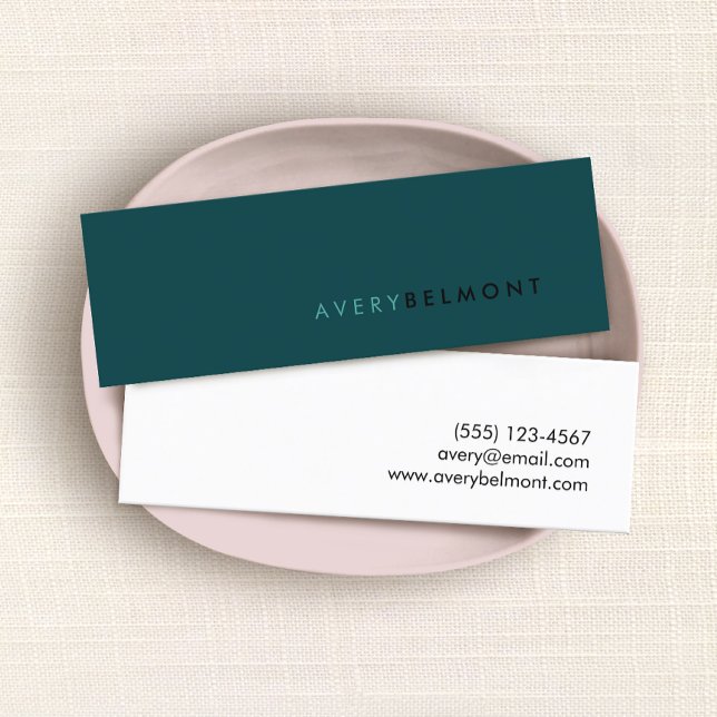 Professional Modern Simple Teal Green Minimalist Mini Business Card (Creator Uploaded)