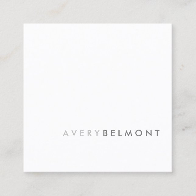 Professional Modern Simple white Minimalist Square Business Card (Front)