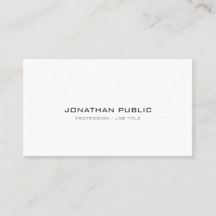 Professional Modern Sleek Chic Stylish White Plain Business Card