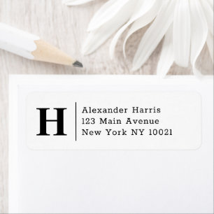 Professional Modern Split Line Monogram Business Return Address Label