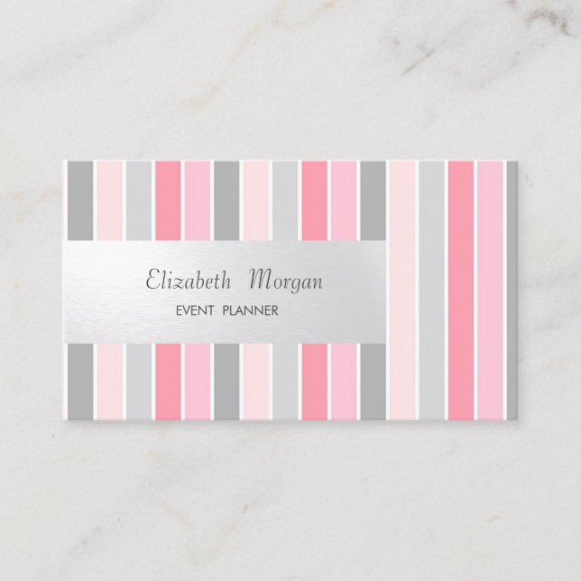 Professional Modern Striped Business Card (Front)