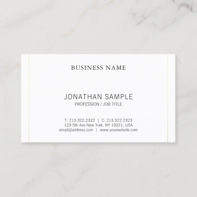 Professional Modern Stylish Clean Design Plain Business Card (Front)