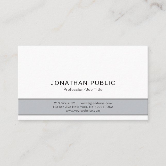 Professional Modern Stylish Grey Simple Plain Business Card (Front)