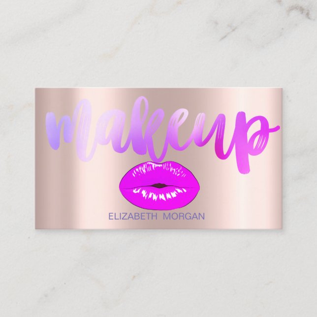 Professional  Modern Stylish Lips,Rose Gold Business Card (Front)
