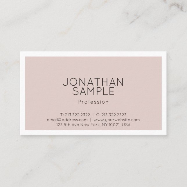 Professional Modern Stylish Minimalist Plain Business Card (Front)