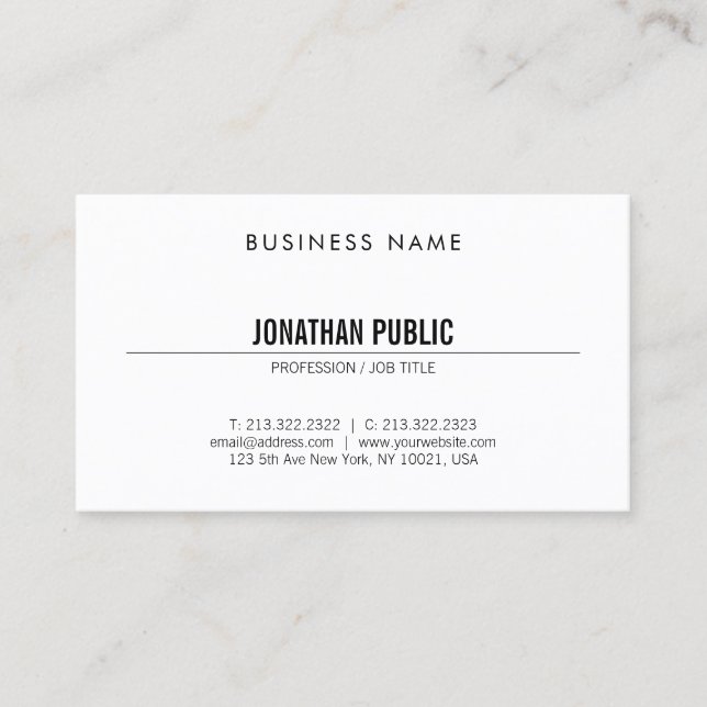 Professional Modern Trendy Stylish Simple Plain Business Card (Front)