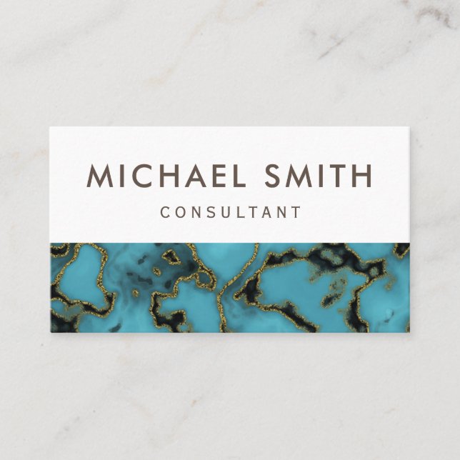 Professional Modern Turquoise Stone Gold Business Card (Front)