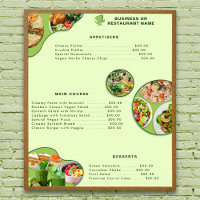 Professional Modern Vegan Healthy Food Menu Green