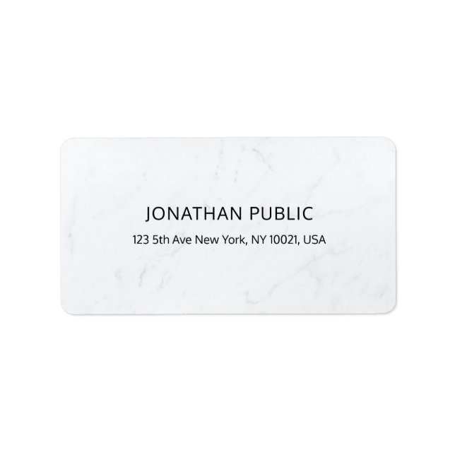 Professional Modern White Marble Smart Template Label (Front)
