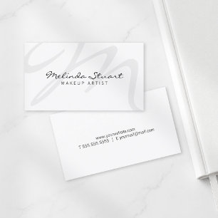 Professional Modern White Monogram and Name Business Card