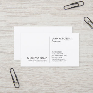 Professional Modern White Simple Stylish Plain Business Card