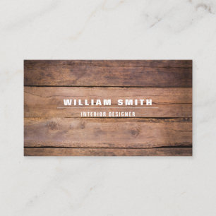 Professional Modern Wood Grain Interior Design Business Card