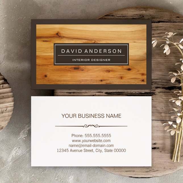 Professional Modern Wood Grain Look Business Card (Creator Uploaded)