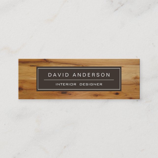 Professional Modern Wood Grain Look - Compact Mini Mini Business Card (Front)