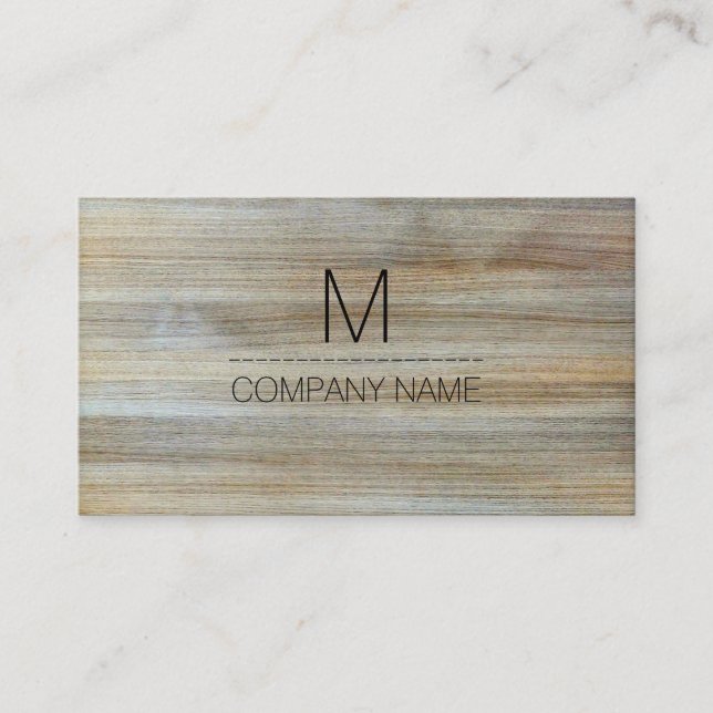 Professional Modern Wood Grain Monogram #2 Business Card (Front)