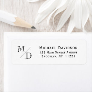 Professional Monogram 2 Initial Simple Basic Clean Return Address Label