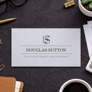 Professional Monogram Accountant CPA Slate Grey Business Card