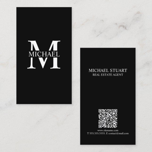 Professional Monogram and Name Business Card (Front/Back)